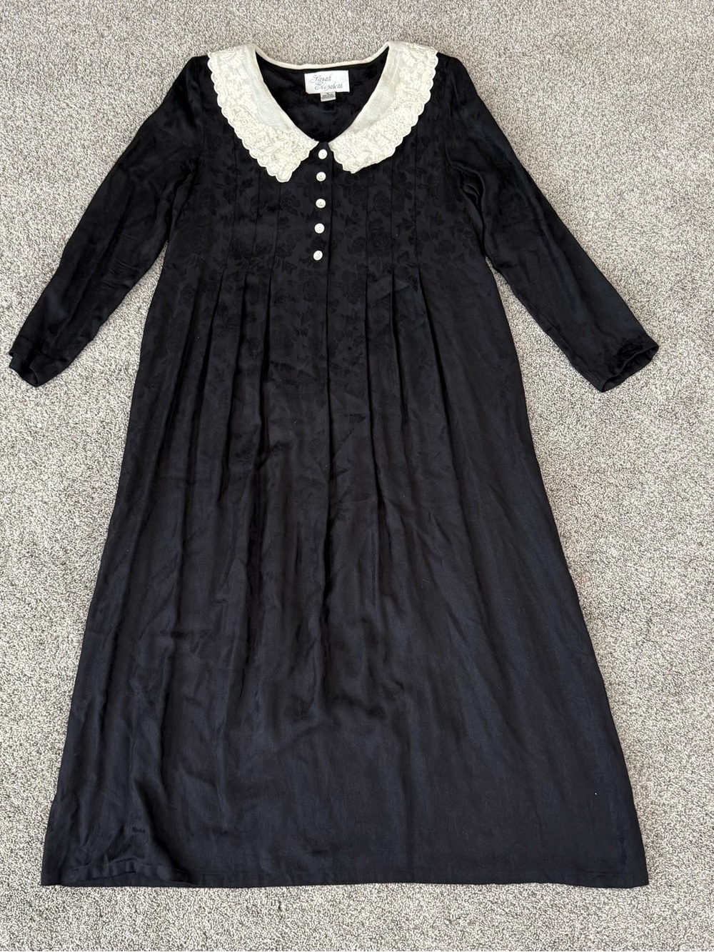 Vintage Sarah Elizabeth Black White Midi Dress Academia Goth Nun Women’s US 16